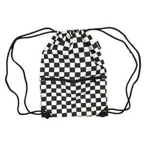 HolyLuck Black & White Checkered Drawstring Backpack - 18.5” x 13.4” x 0.5”